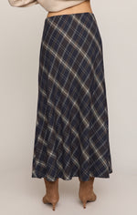 Z Supply Crestview Plaid Maxi Skirt Eclipse bias cut drape through the body of the skirt womens western clothing