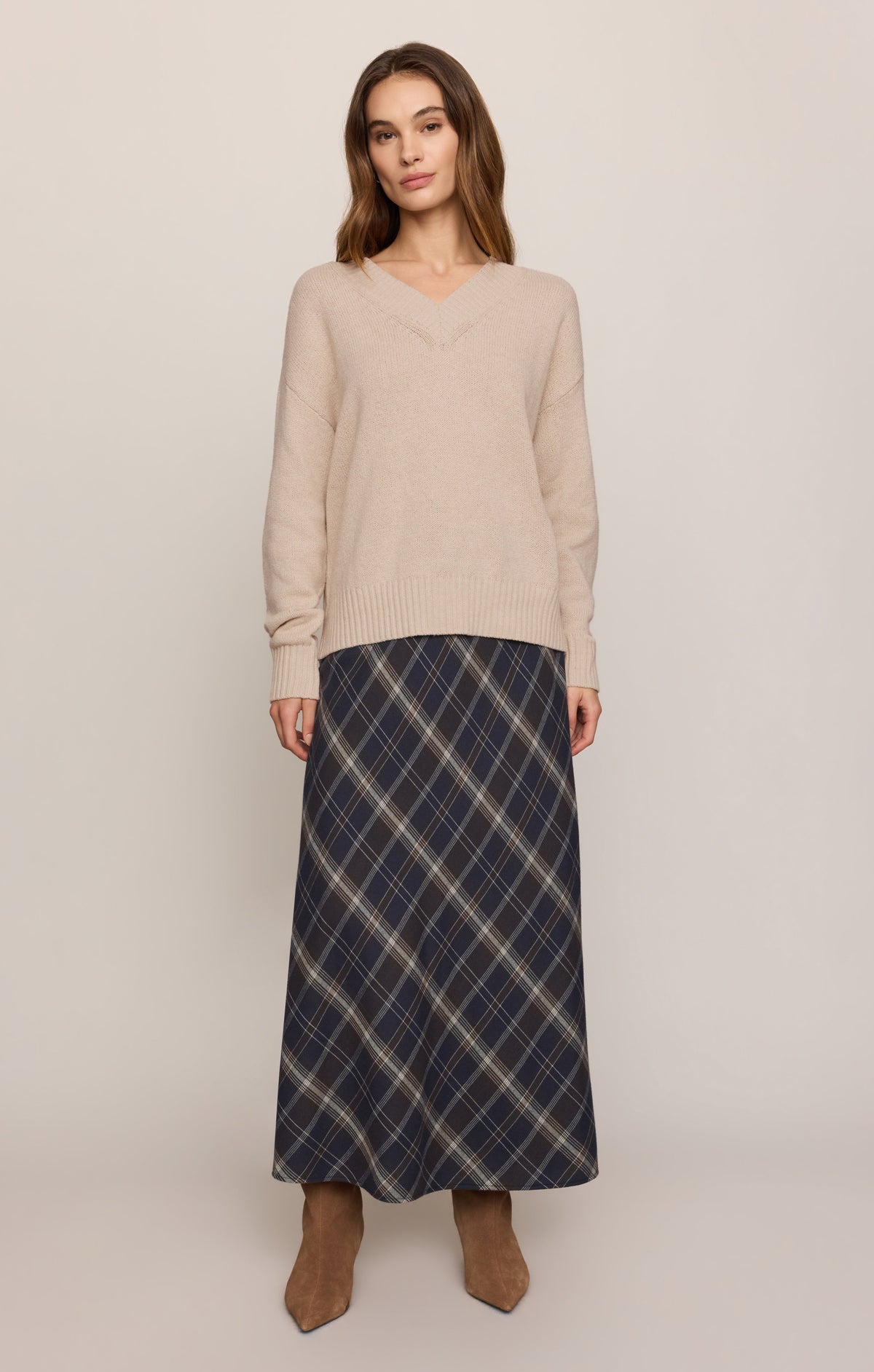 Z Supply Crestview Plaid Maxi Skirt Eclipse interior elastic waistband for all day comfort ranch wear