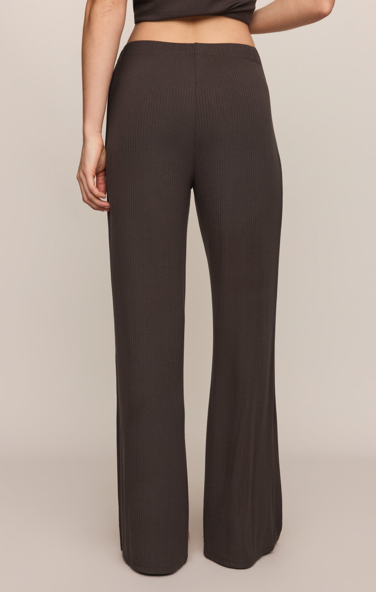 Z Supply Just Right Rib Pant Cocoa Bean elastic waistband for easy pull on wear womens western clothing