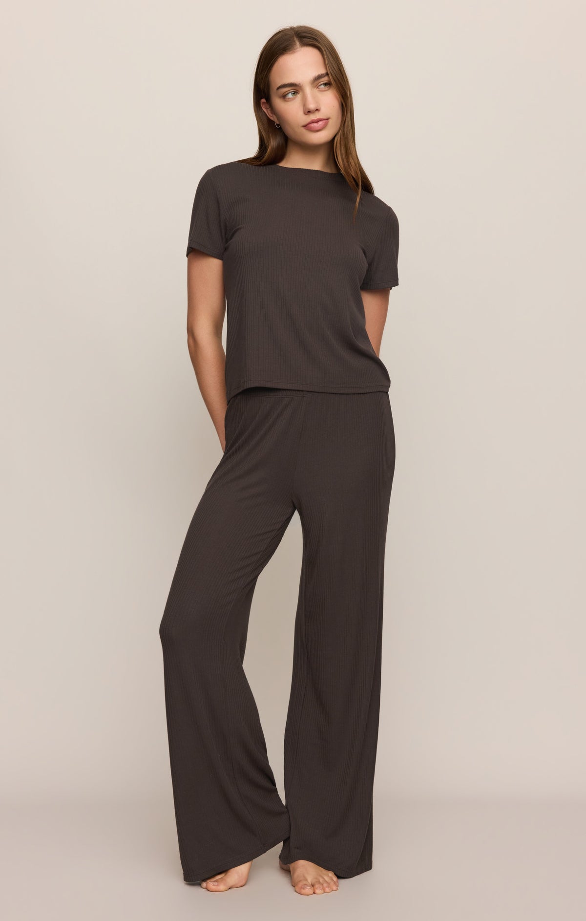 Z Supply Just Right Rib Pant Cocoa Bean lightweight barely there rib knit ranch wear