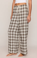 Z Supply Better Off Plaid Flannel Pant Cocoa Bean relaxed wide leg silhouette ranch wear