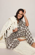 Z Supply Better Off Plaid Flannel Pant Cocoa Bean easy pull on pant for all day comfort rodeo and ranch wear