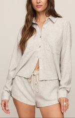 Z Supply Waffle Shirt FEATHER GRAY ZLT263521 womens loungwear Z Supply at Boltranchstore.com Free Shipping
