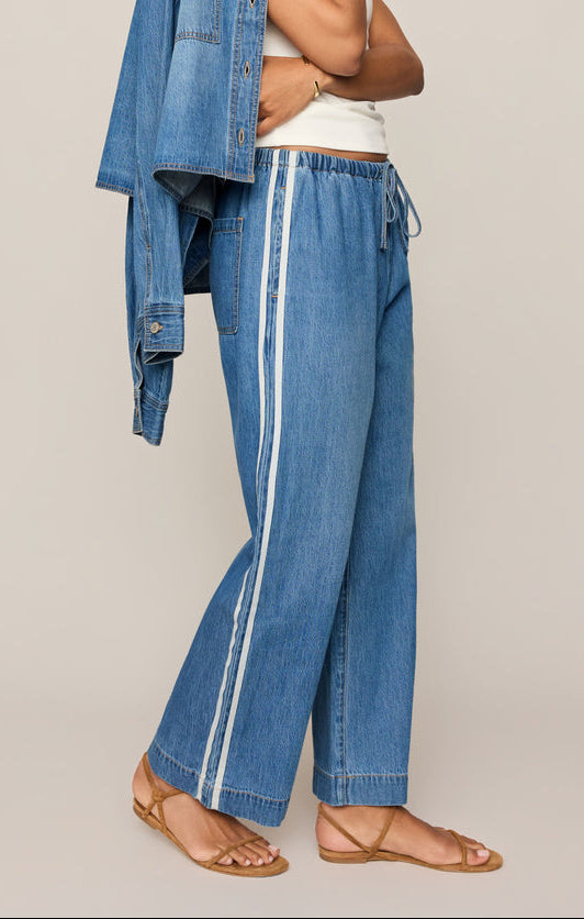 ZP263144Z Supply The Sidelines Denim Track Pant at boltranchstore.com with free shipping new in stock blue pants with white stripes