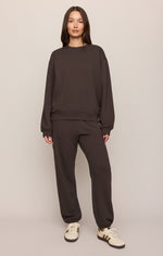 Z Supply Uptown Classic Fleece Jogger Cocoa Bean relaxed fit through the hip and thigh western fashion Kamas