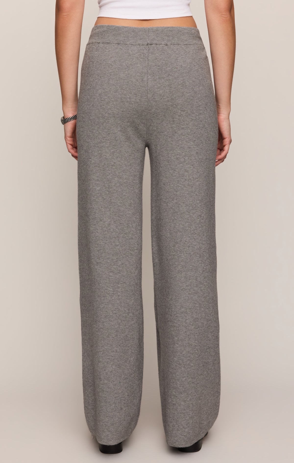 Z Supply Take It Easy Wide Leg Sweater Pant Classic Heather Grey drawcord at the elastic waistband womens western clothing
