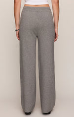 Z Supply Take It Easy Wide Leg Sweater Pant Classic Heather Grey drawcord at the elastic waistband womens western clothing