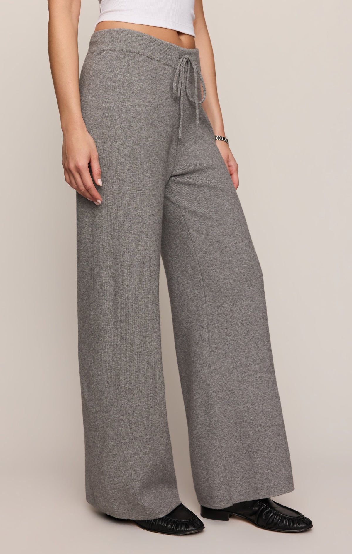 Z Supply Take It Easy Wide Leg Sweater Pant Classic Heather Grey wide leg sweater knit drape western fashion Kamas