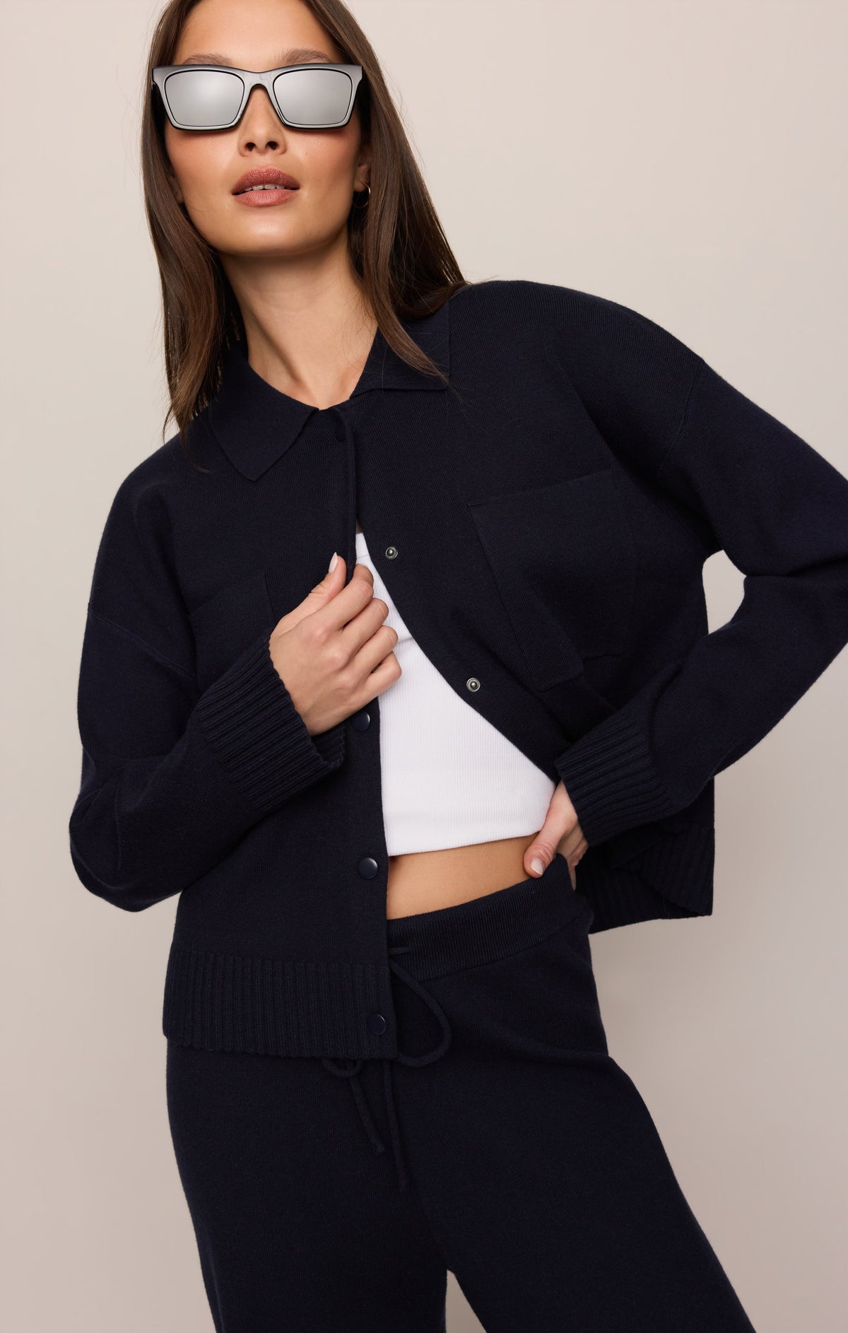 Z Supply Take It Easy Wide Leg Sweater Pant Nightfall soft knit texture through the leg western clothing