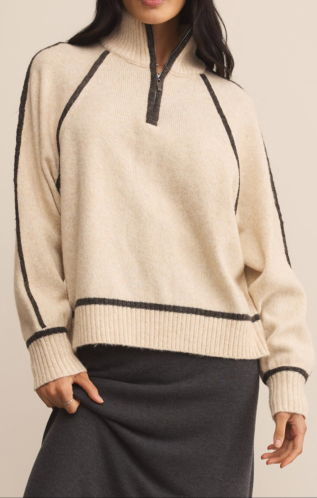 Z Supply Alps Half Zip Sweater a perfect sweater with skirt or jeans but add boots at boltranchstore.com