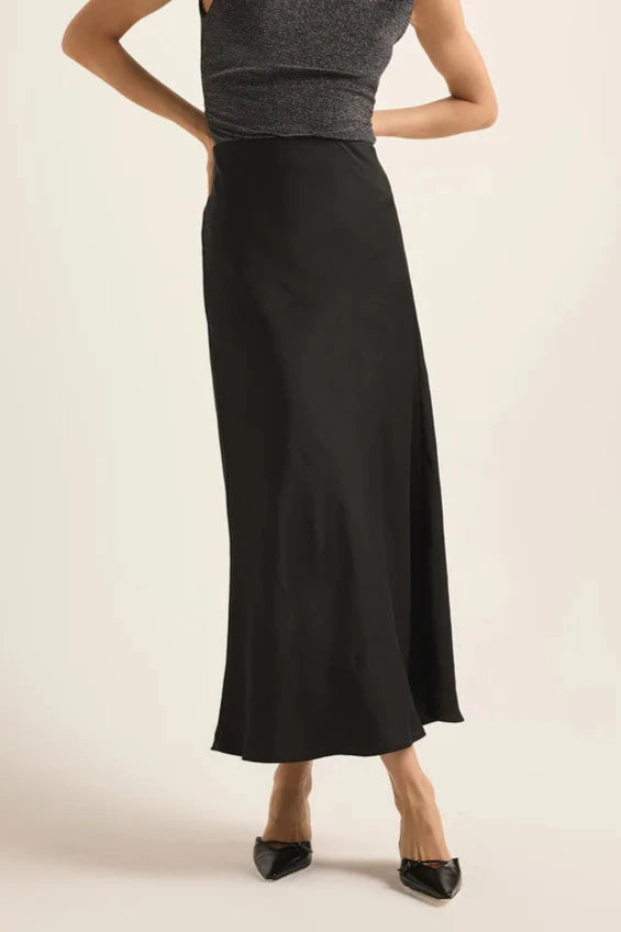 Z Supply Europa Lux Sheen Midi Skirt Black