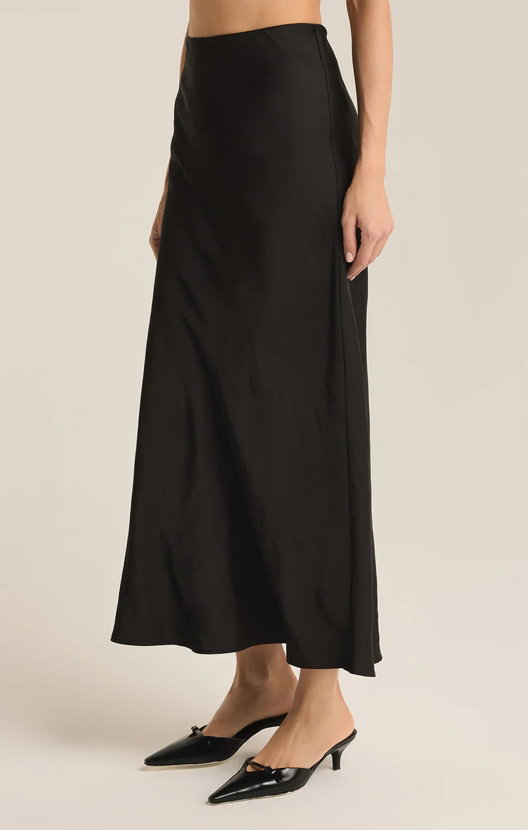 Z Supply Europa Lux Sheen Midi Skirt Black