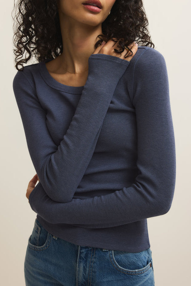 Z Supply Renae Slub Rib Long Sleeve Top