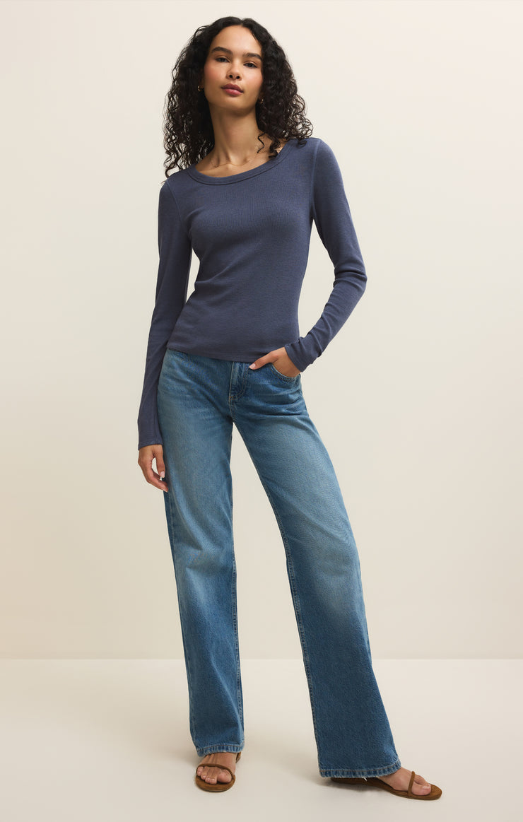 Z Supply Renae Slub Rib Long Sleeve Top