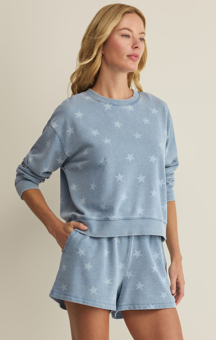 Z Supply Written Stars Denim Sweatshirt