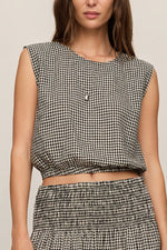 Z Supply Merit Cropped Gingham Linen Top ZT263177 Boltranchstore.com Free Shipping womens linen sleeveless top matching skirt