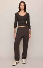 Z Supply Greyson Scoop Long Sleeve Tee Cocoa Bean wardrobe essential top for ranch days and town western boutique Dupe