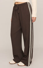 ZVP263585 Z Supply Breakaway Track Pant at boltranchstore.com in stock free shipping womens pants fall trending Brown wide-leg pants with white stripes 