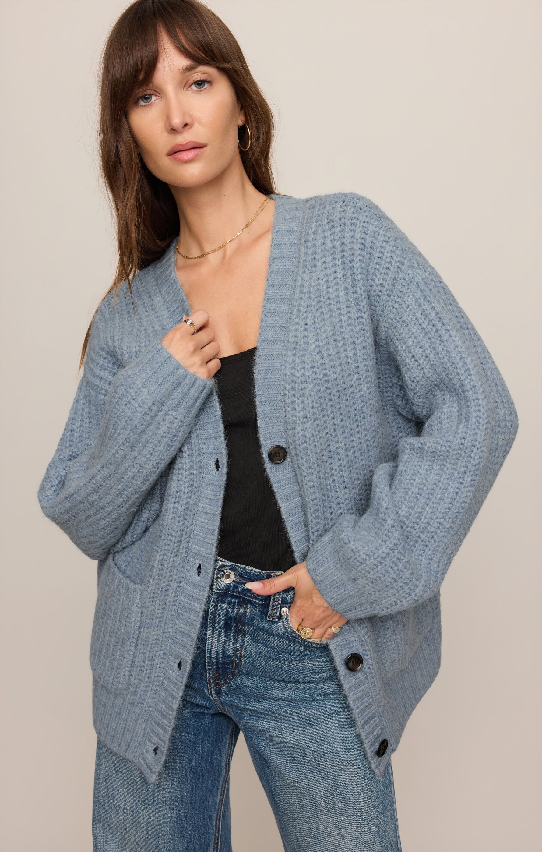 Womens boutique western clothing ranch wear Utah Whitmore Oversized Cardigan Mineral Blue SKU ZW263321 Boltranchstore.com free shipping