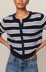 Z Supply Medina Cozy Stripe Cardigan button front closure running down the cardigan