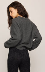 Z Supply Eastwell Pullover Sweater Charcoal Heather curved hem that dips longer in the back for easy layering over jeans