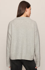 Z Supply Eastwell Pullover Sweater Feather Grey soft light grey knit with a curved high low hem