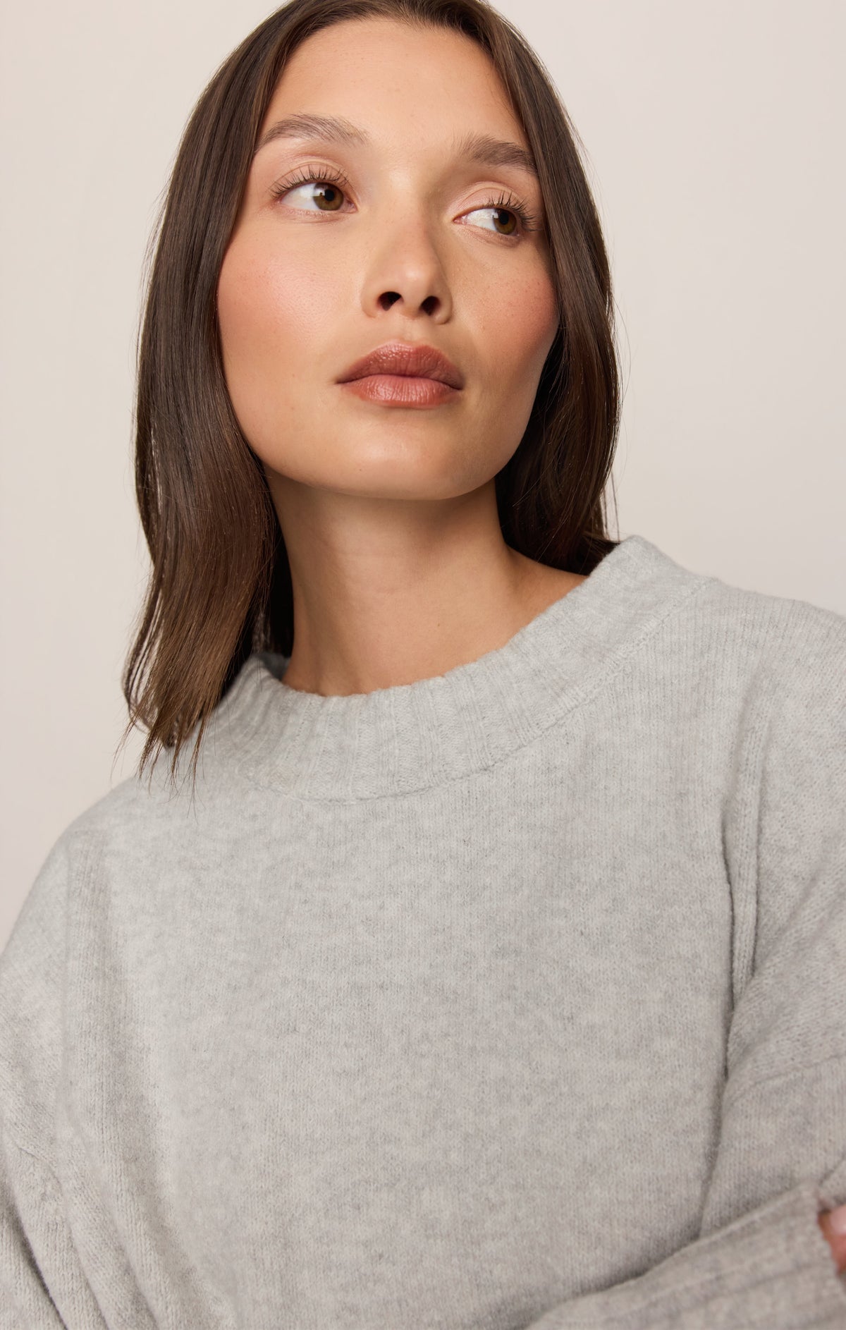 Z Supply Eastwell Pullover Sweater Feather Grey soft cotton blend knit texture in a light heathered tone