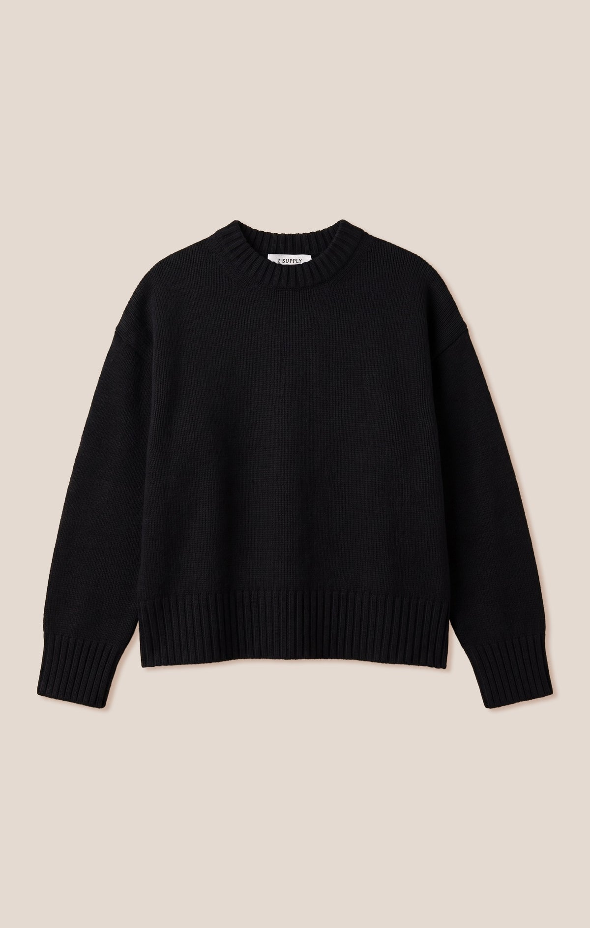 Z Supply Cloud Spun Curved Hem Sweater clean black knit that pairs with denim and boots western fashion