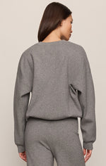 Z Supply Take It Easy Sweater Classic Heather Grey crew neckline with ribbed trim womens western clothing