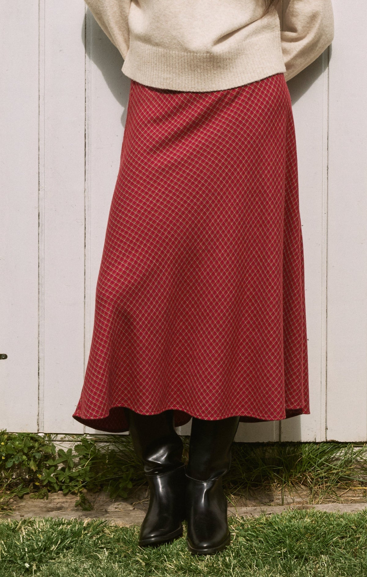 Z Supply Crestview Plaid Maxi Skirt Red Dahlia red dahlia plaid bias cut skirt womens western boutique Utah SKU ZK264201SRDLXS