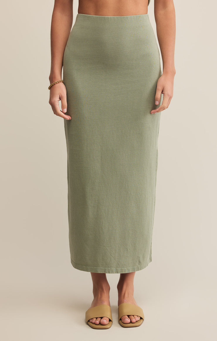 Z Supply Gail Jersey Denim Midi Skirt