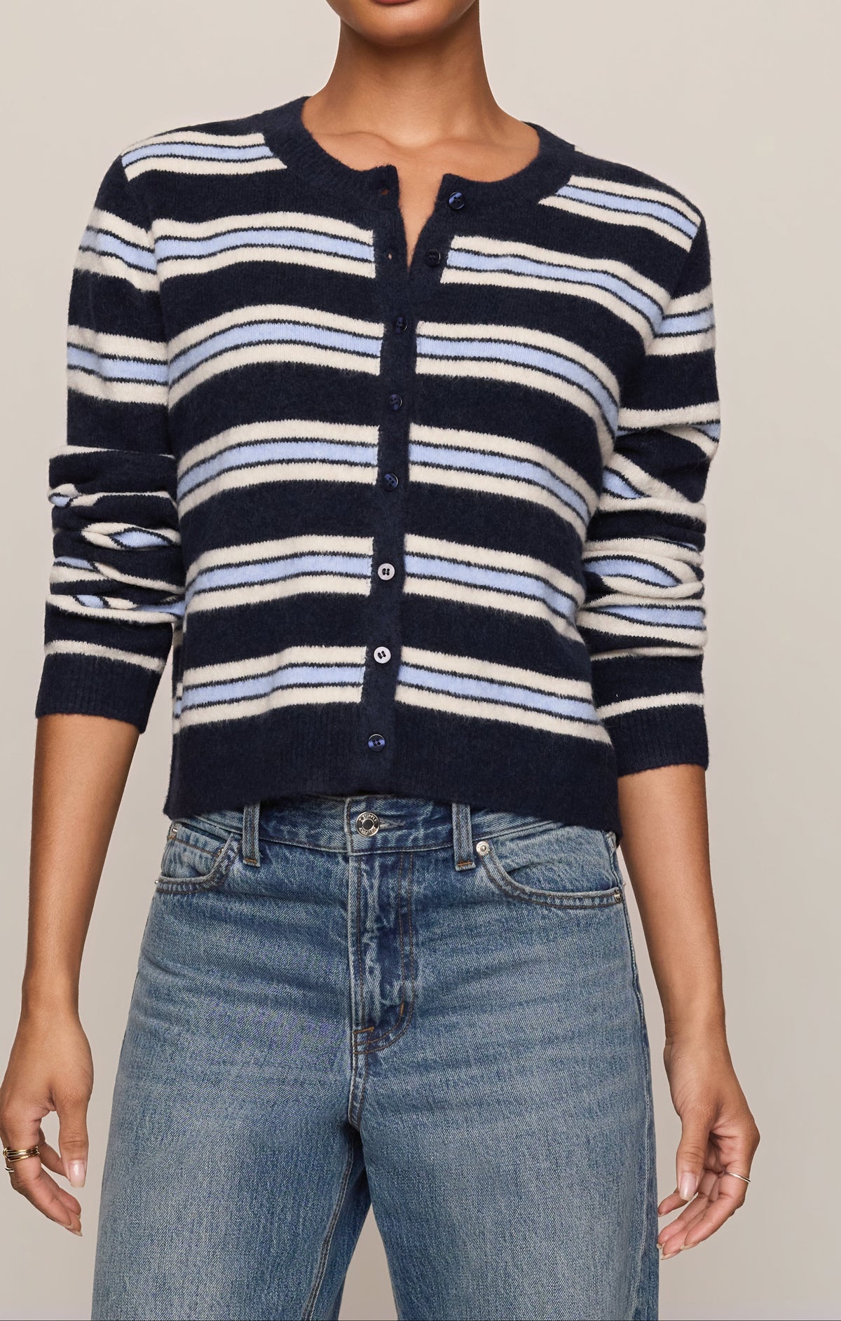 Z Supply Medina Cozy Stripe Cardigan eclipse striped button front cardigan womens western boutique Utah SKU ZW263330SECPXS