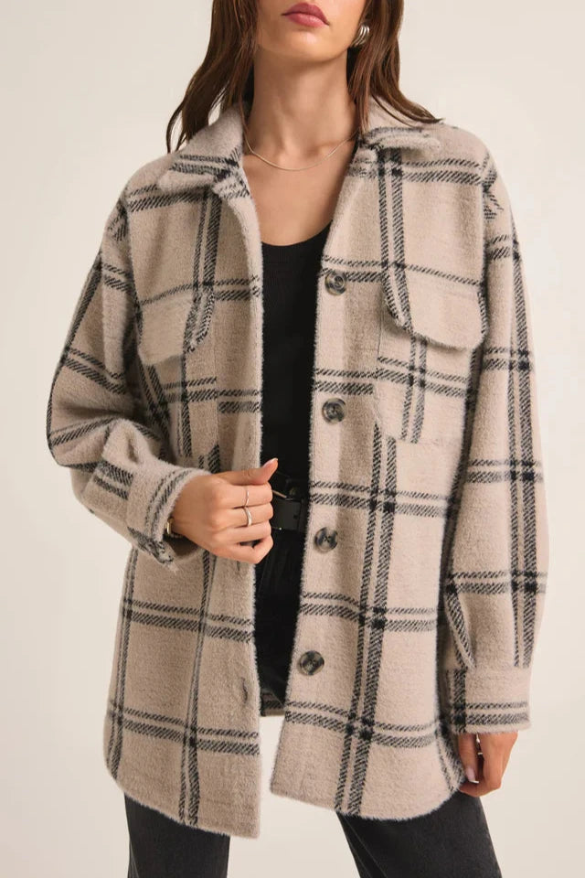 Z Supply Plaid Tucker Jacket - Crystal Gray