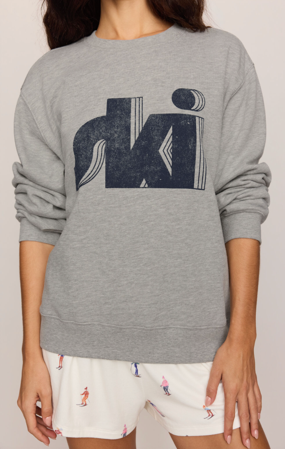 Z Supply Ski Sweatshirt Classic Heather Grey cozy sweatshirt country bolt ranch store