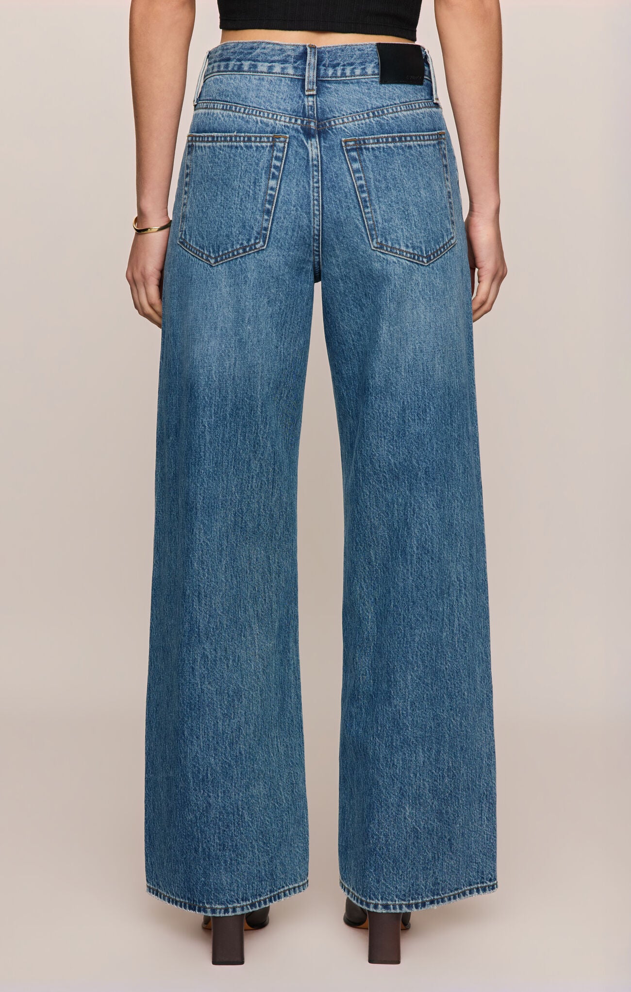 Z Supply The Head Turner High Rise Wide Pant in a medium wash wide leg at boltranchstore.com