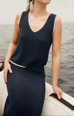 Z Supply Yessenia Whipstitch Tank a deep sea navy with whipstitch tank available at boltranchstore.com