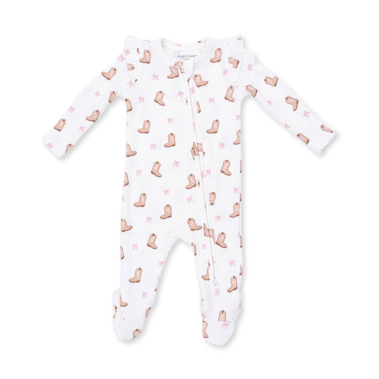 Mini Cowgirl Boots 2 Way Ruffle Sleeve Zipper Footie