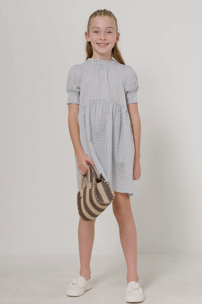Girls Seersucker Gingham Dress