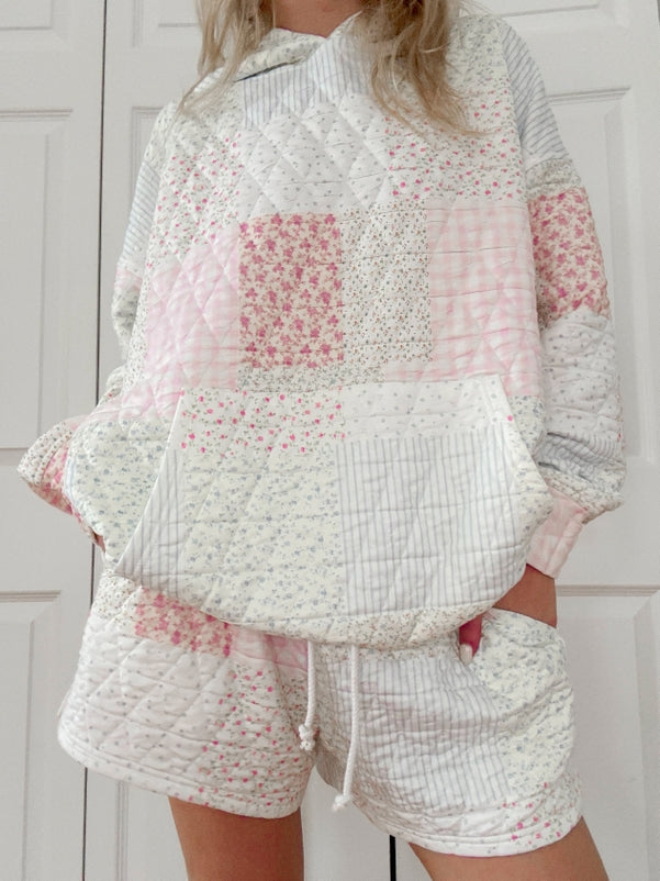 Quilted Pastel Hoodie shades of blue womens sweatshirt loungewear Boltranchstore.com Free Shipping