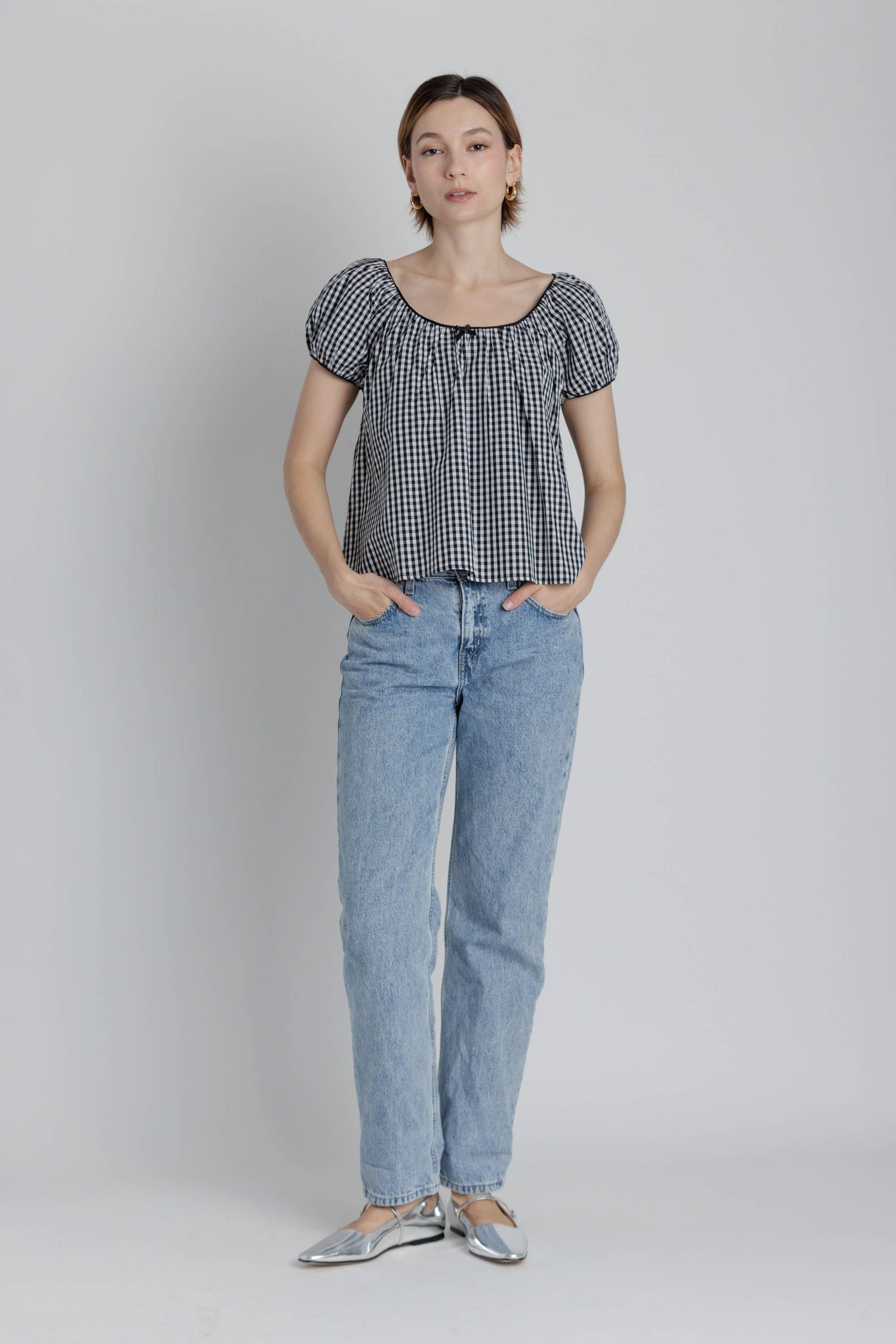 Sadie Gingham Babydoll Top