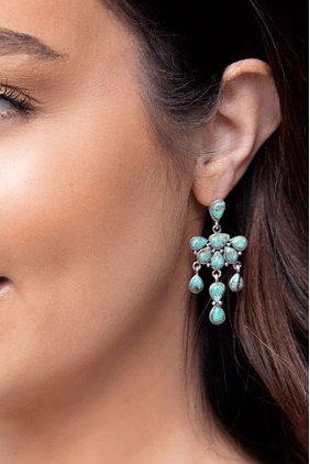 Durango Blue Turquoise Sterling Silver Earrings womens authentic western earrings jewelry gift Boltranchstore.com free shipping