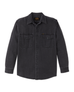 Filson Denim Guide Shirt Black buttoned expandable chest pockets on a guide shirt build cowboy western fashion