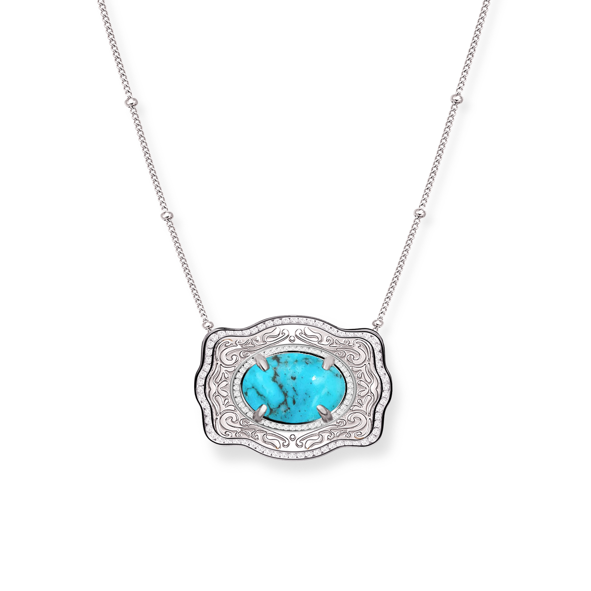 Belt Buckle Necklace Oasis Silver