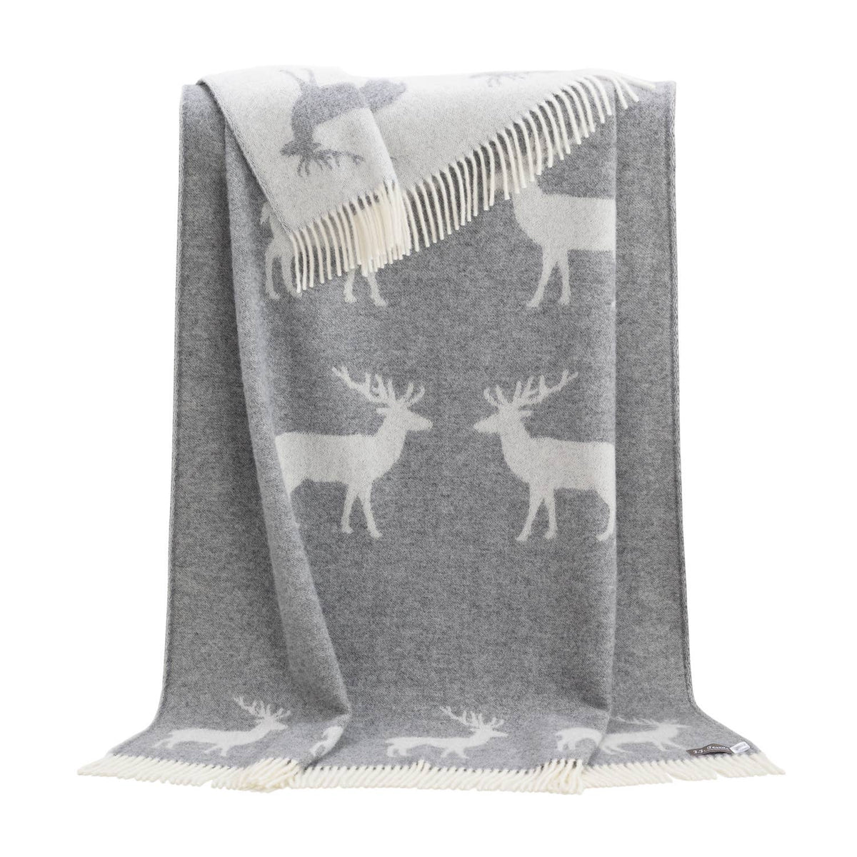 JJ Textile Deer Grey Wool Throw