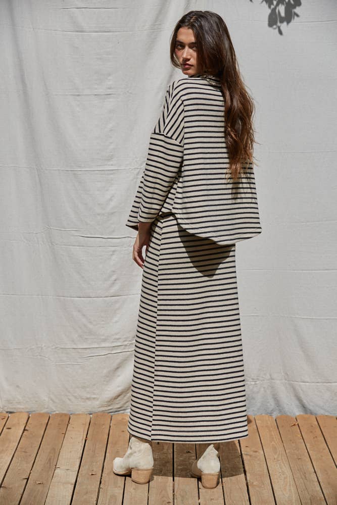 Hailee Knit Striped Pencil Maxi Skirt