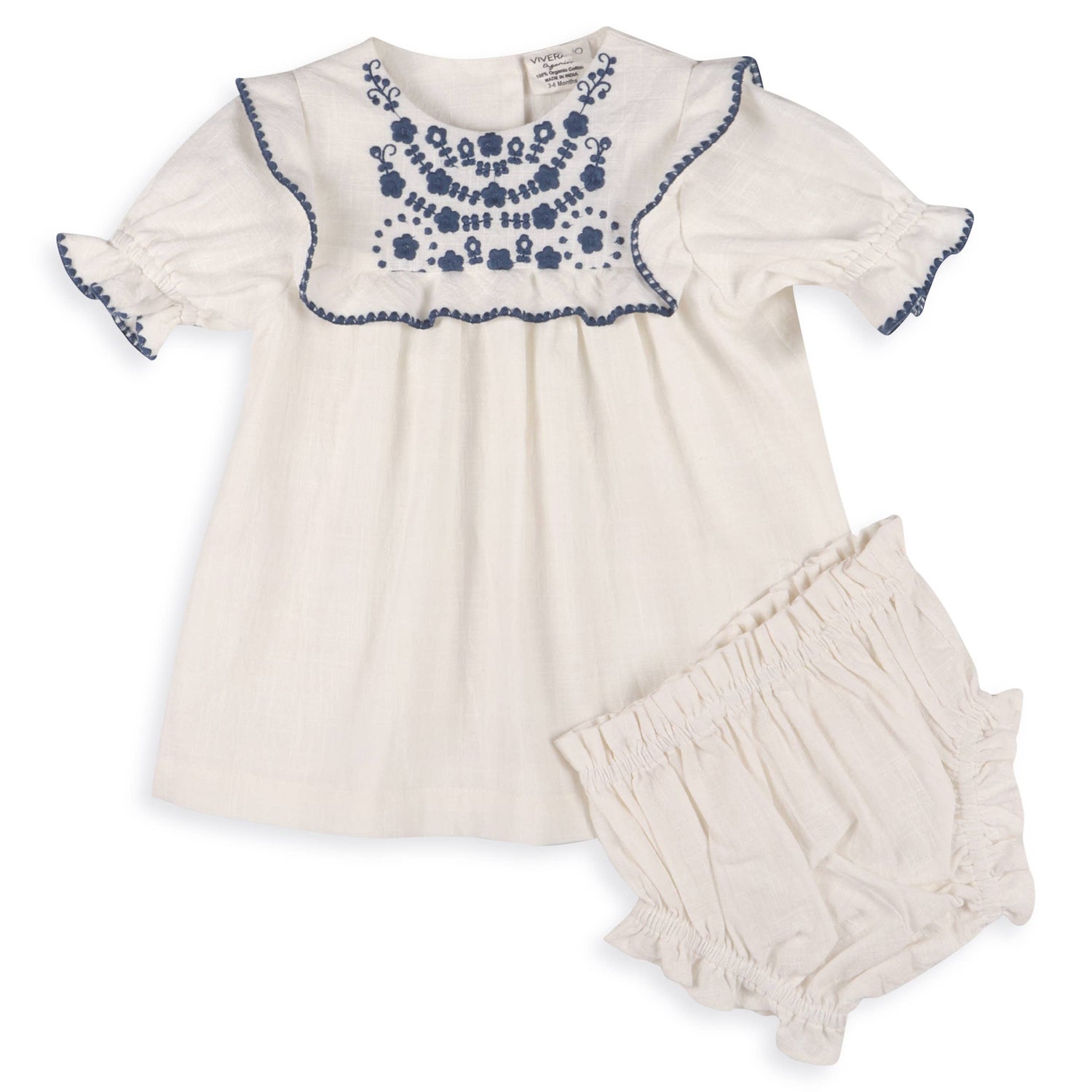 Cadence Floral Embroidered Baby Dress and Bloomer