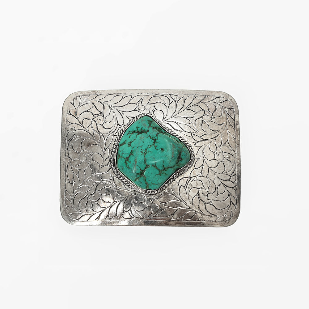 American Darling Hand Engraved German Silver Western Belt Buckle with Turquoise Stones ADBKA107 hand engraved floral scrollwork buckle with a large turquoise stone western fashion Utah SKU ADBKA107