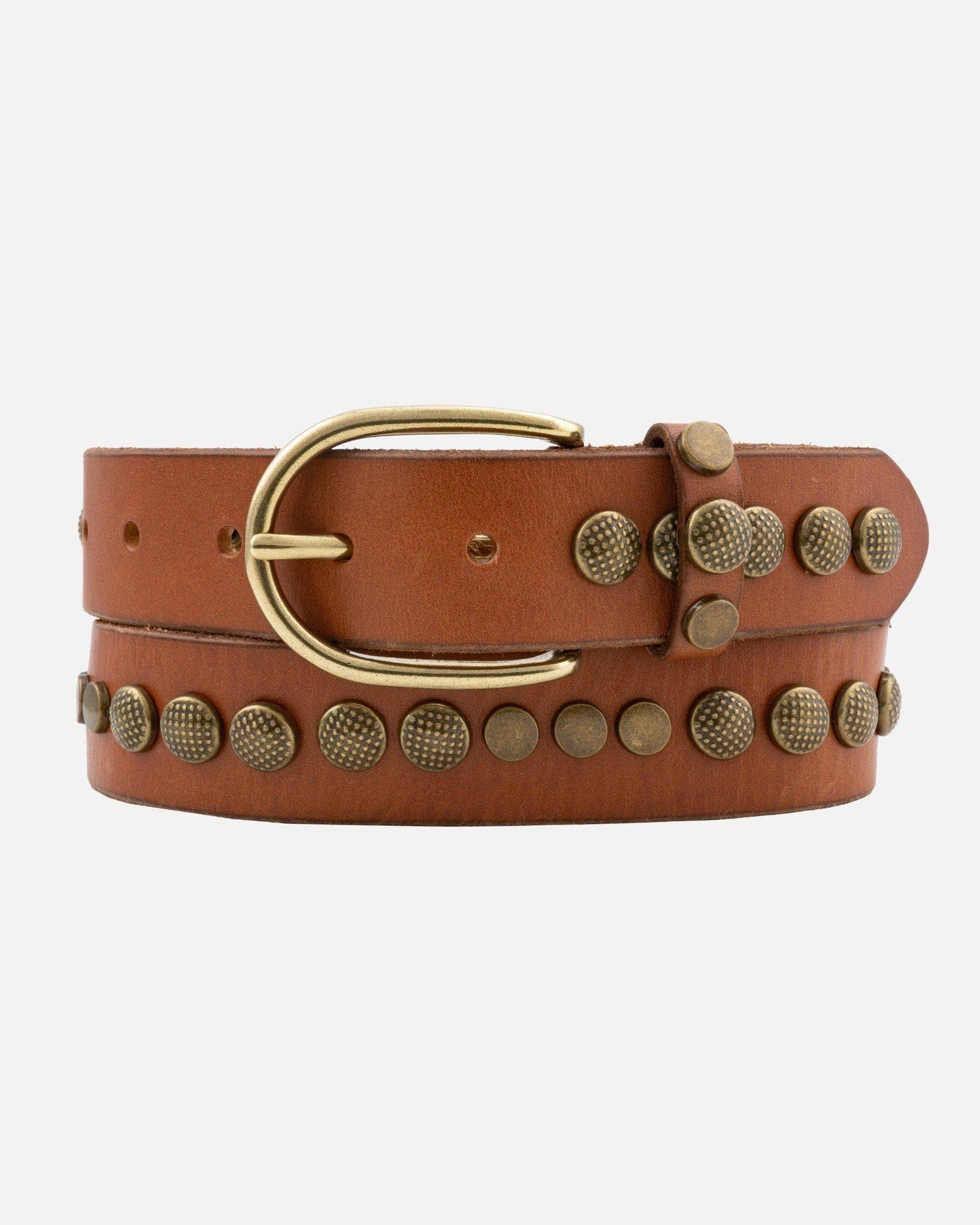 Jaya Studded Leather Belt Brown leather belt with gold studded fall belt western belt dress belt boltranchstore.com