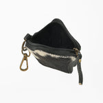 American Darling Genuine Hair On Star Shaped Coin Purse Keychain top zip opening with an extended leather zipper pull