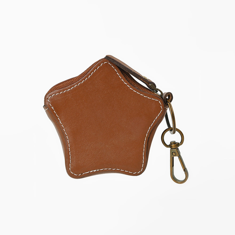 American Darling Genuine Hair On Star Shaped Coin Purse Keychain tan star charm sized for coins and small essentials western clothing